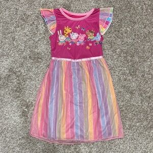 Peppa Pig Pink and Rainbow Striped Nightgown Dress